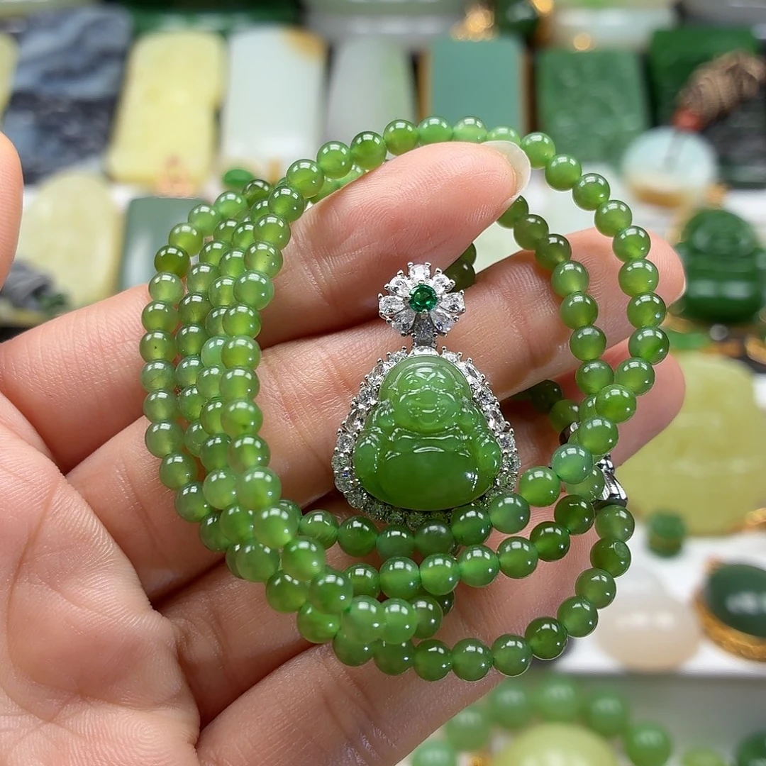 和田玉银S925镶嵌颈饰