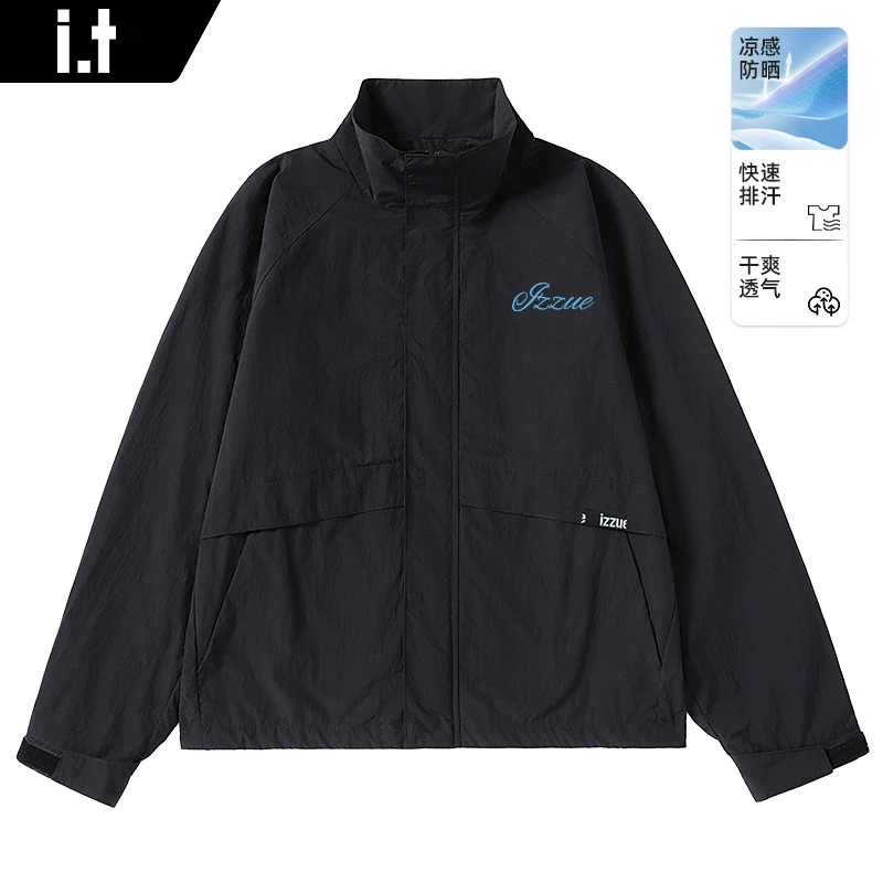 i.t izzue官方英文手写字印花户外透气凉感防晒服男夏季防紫外线