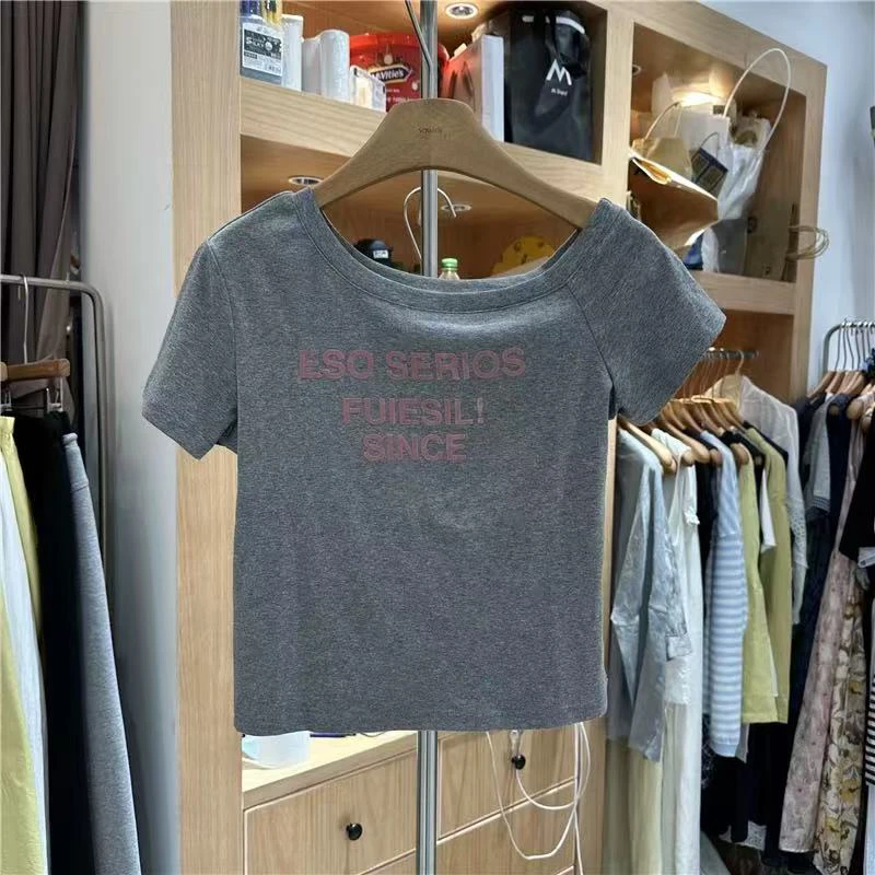 91226一字肩字母ES短袖