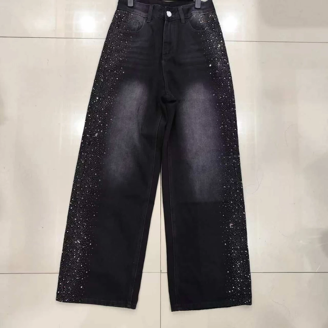 80227款侧钻牛仔无弹裤时尚百搭