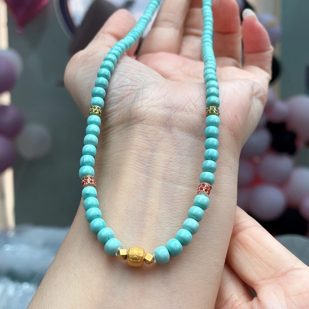 绿松石18K金镶嵌颈饰