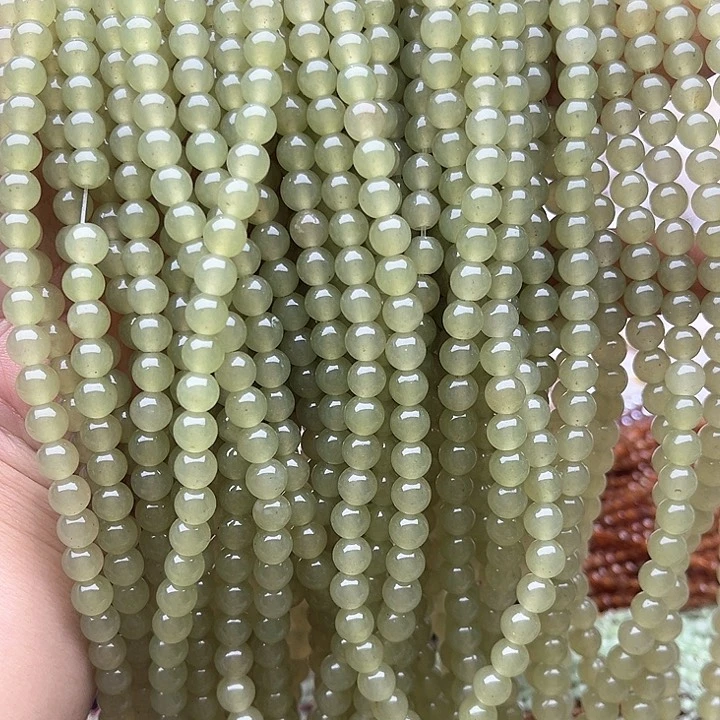 未镶嵌玛瑙/玉髓珠宝半成品2条6mm左右晴水色和田玉
