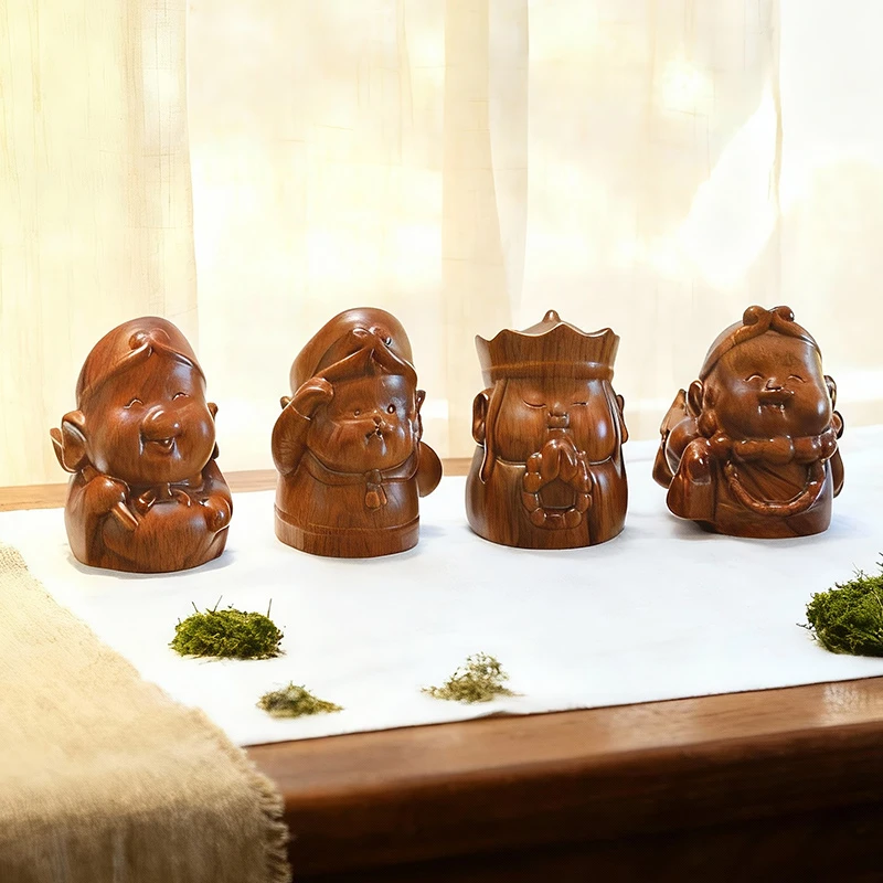 香樟木西游记师徒四人孙悟空唐僧猪八戒师徒装饰品桌面创意小摆件