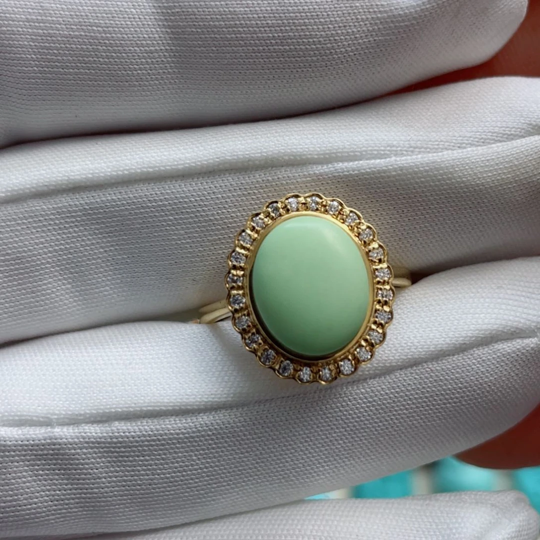 绿松石珠宝奇石18K金镶嵌