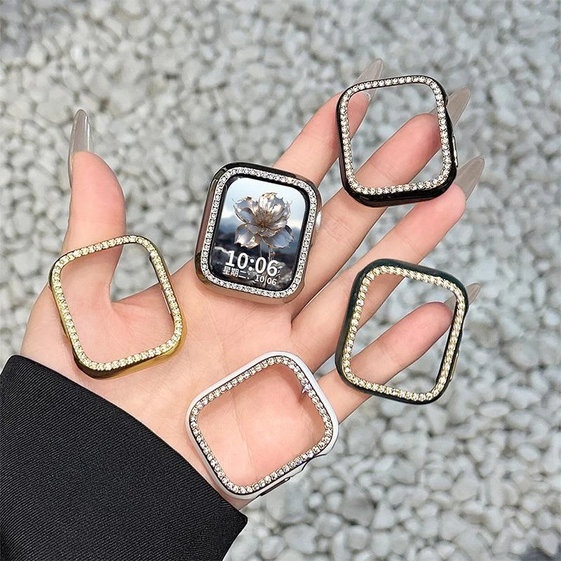 【闪闪发光】适用applewatch保护壳s10苹果手表镶钻S8边框壳9iwat