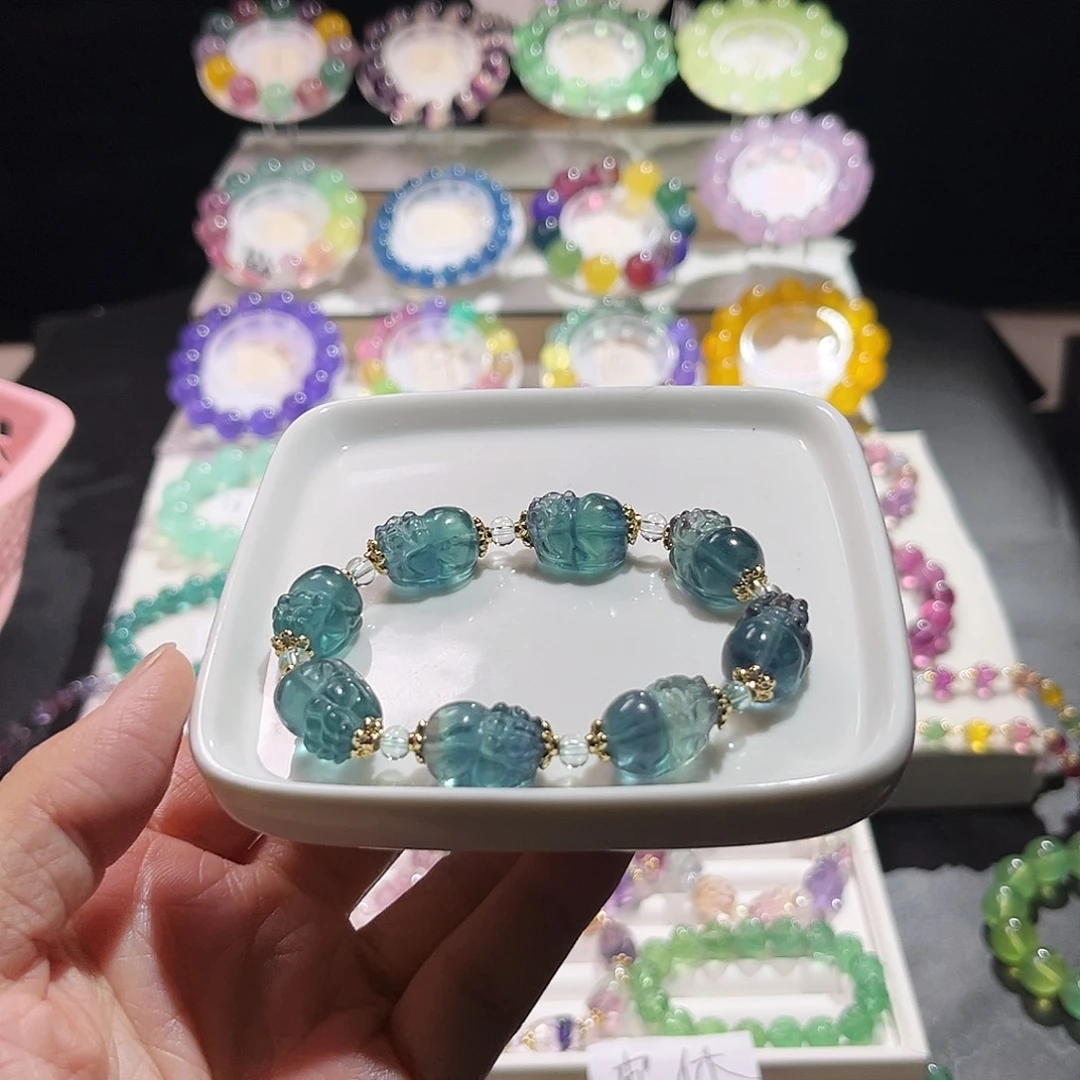 手串未镶嵌萤石湖水绿貔貅11加