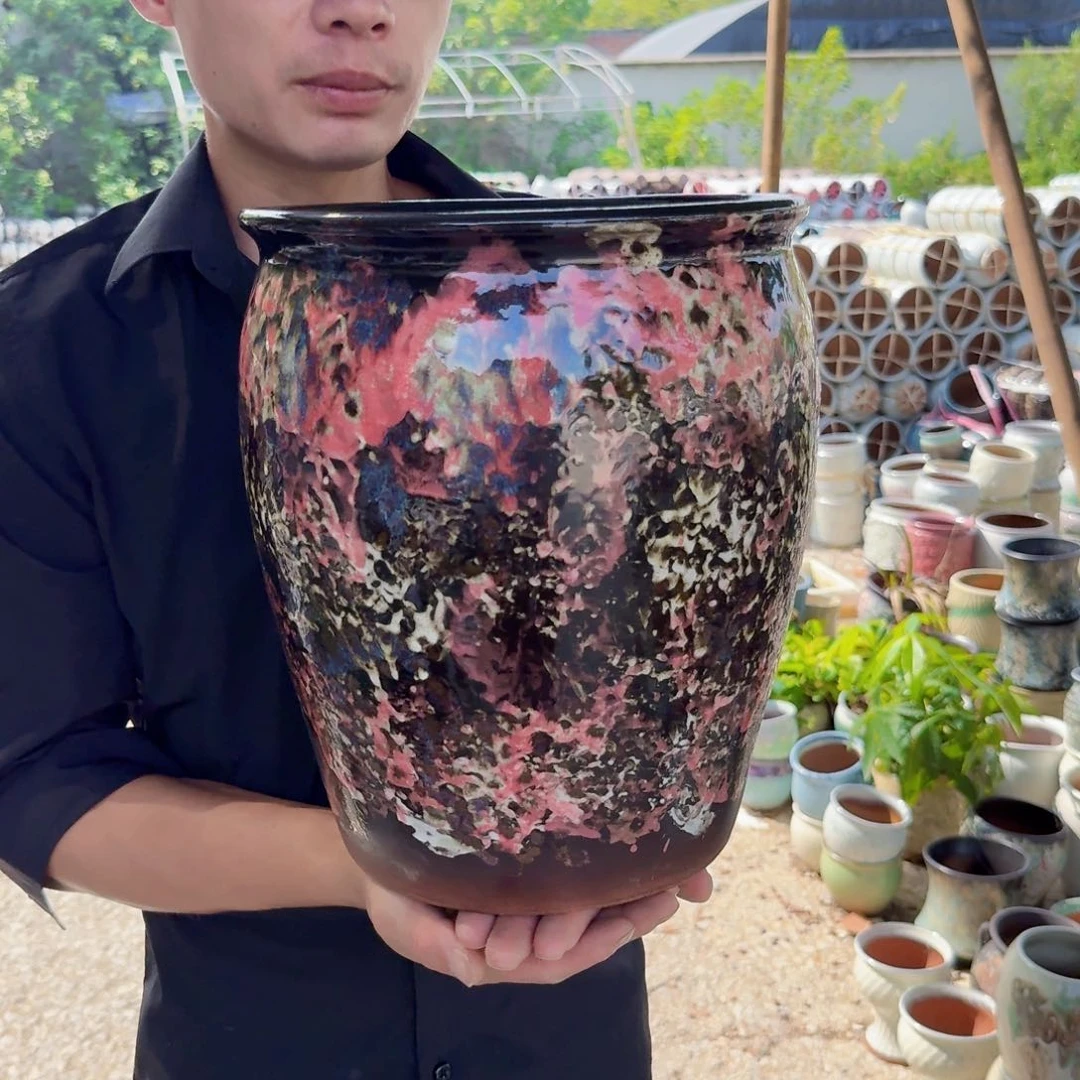 紫砂花盆口25高31（一个姹寂红色大号