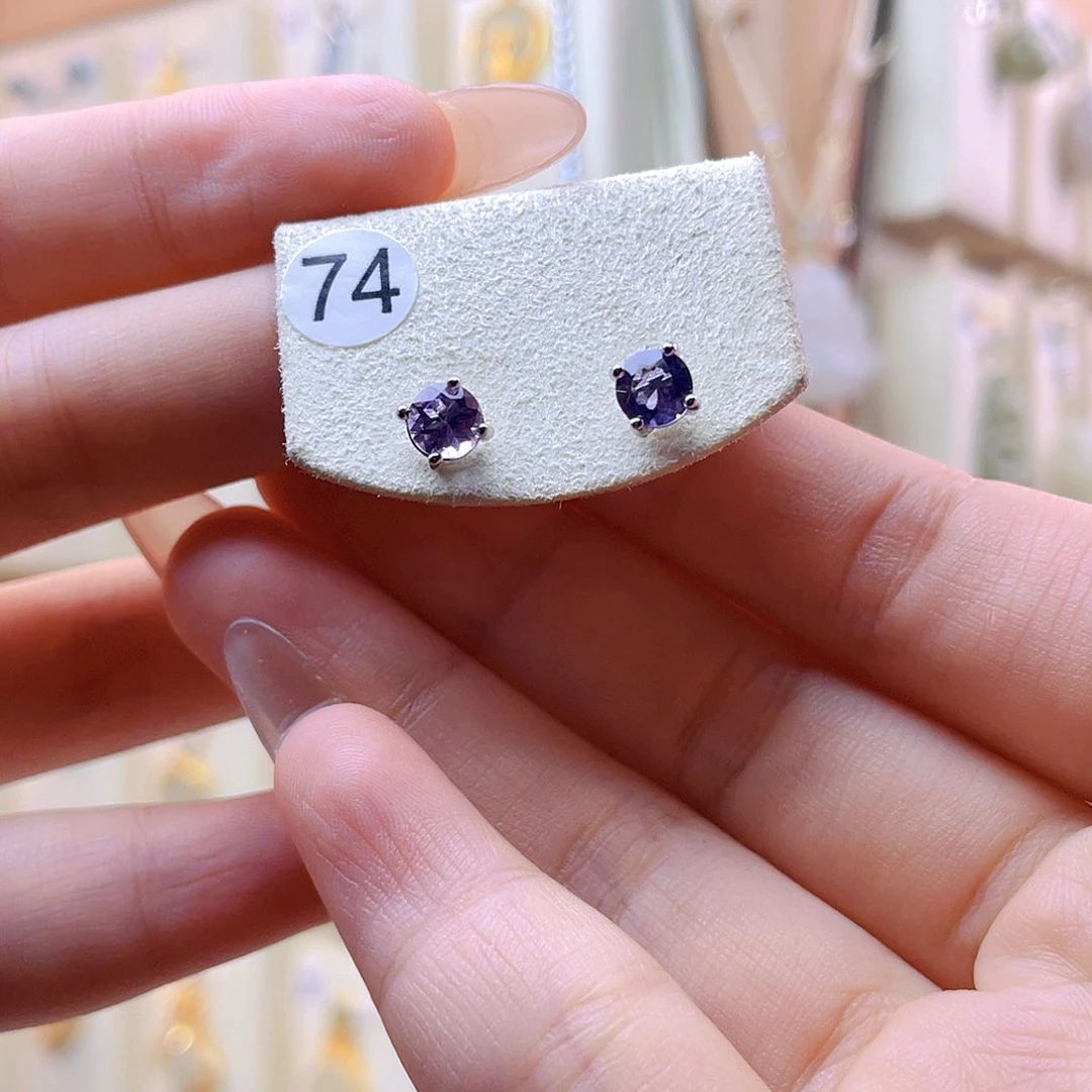 紫晶耳饰银S925镶嵌耳饰