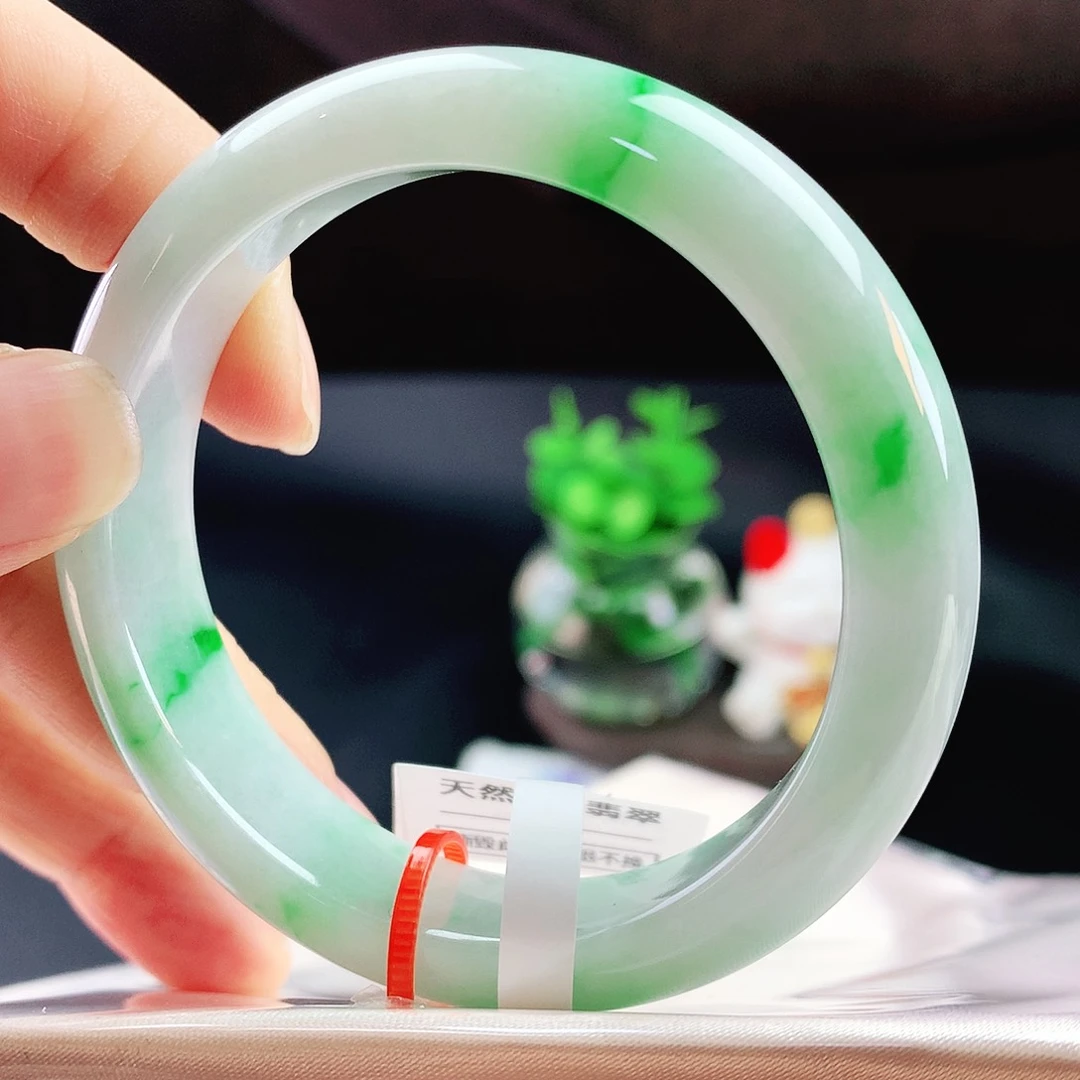 未镶嵌手镯翡翠52白底青阳绿