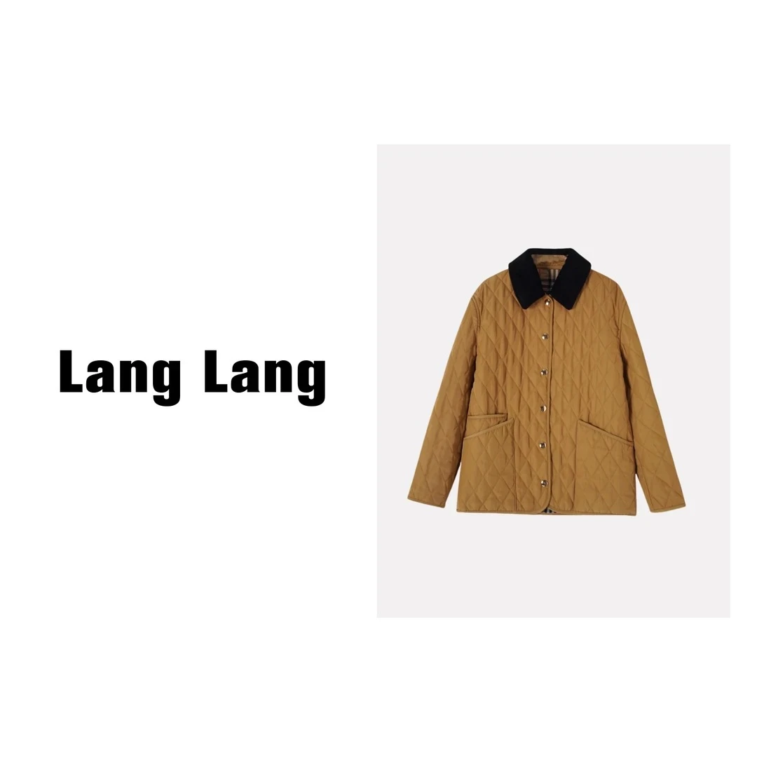 LANG LANG"奶奶服"百搭经典时尚纯色简约显瘦棉服3250
