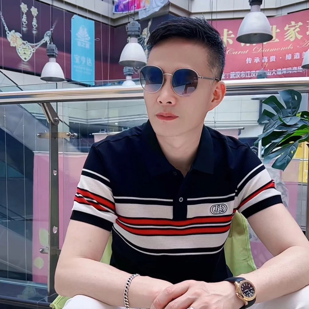 欧品男士夏季新款刺绣翻领潮流时尚休闲春夏纯色POLO衫 3038