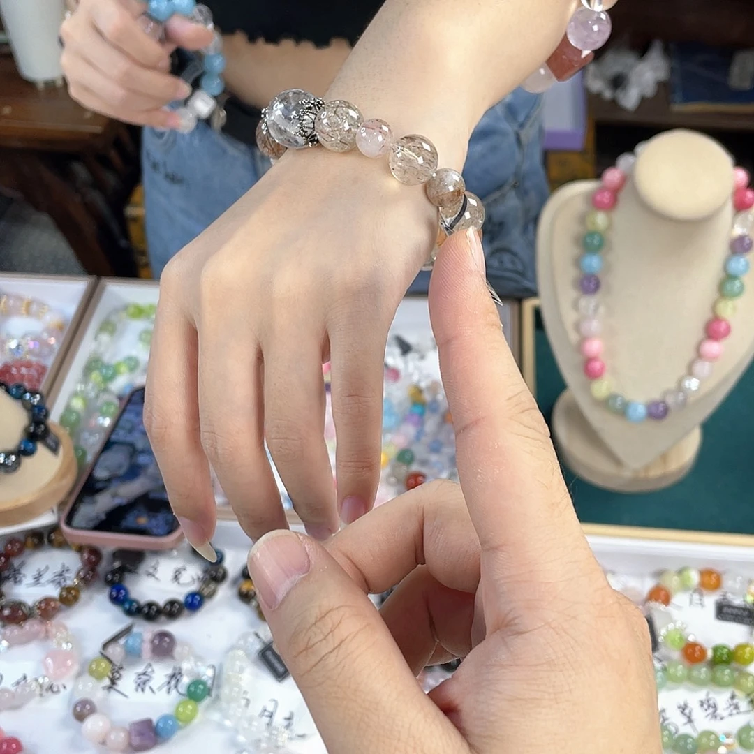 水晶手链银S925镀金镶嵌