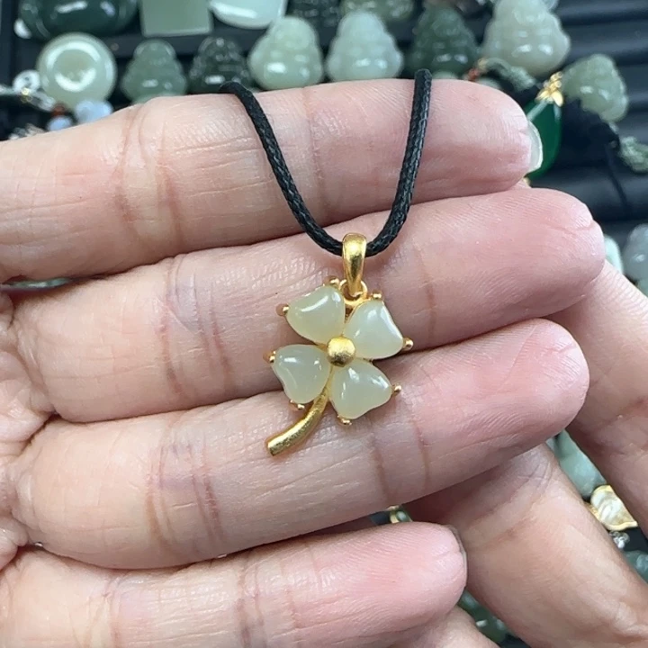 和田玉银S925镶嵌吊坠(不含链)