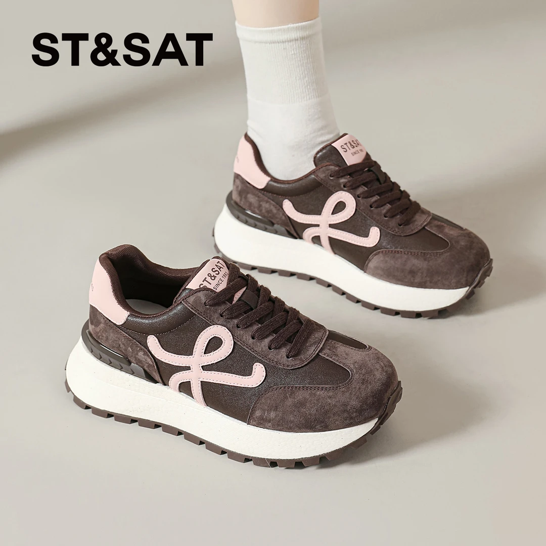 星期六德训鞋女2025秋季爆款阿甘鞋厚底休闲运动鞋复古女鞋显脚小