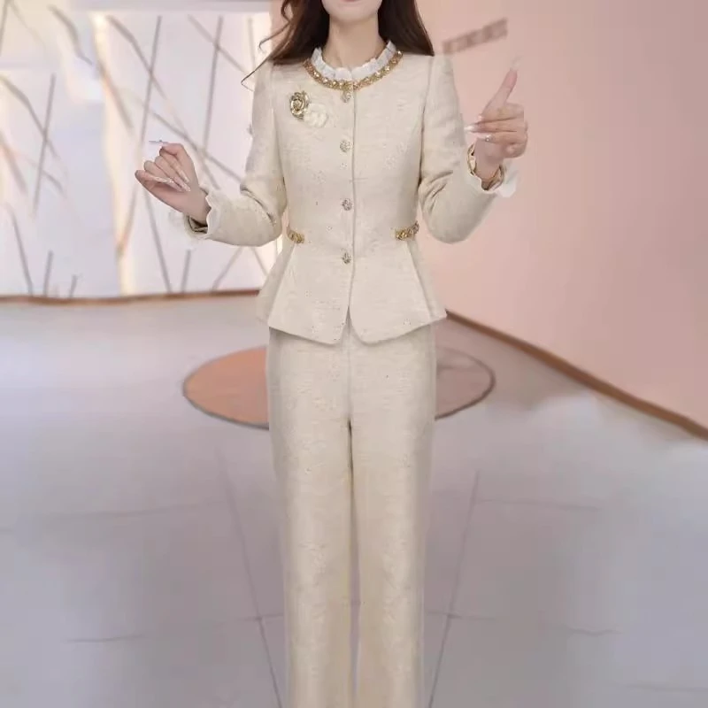 小香风时尚套装女2025新款春秋十三行爆款职业轻奢高级感两件套裤