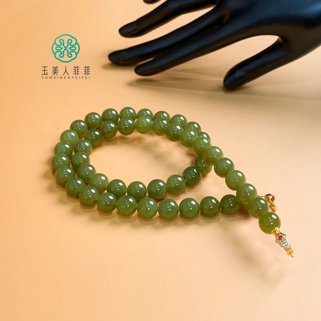 石惑珠宝~和田玉项链约10mm