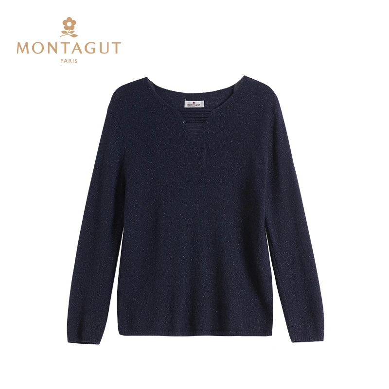 Montagut/梦特娇秋冬纯色女长袖时尚显瘦宽松针织衫MTG2025490