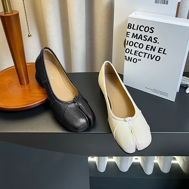 软底单鞋小香风玛丽珍女鞋春秋分趾皮鞋浅口平底休闲奶奶鞋