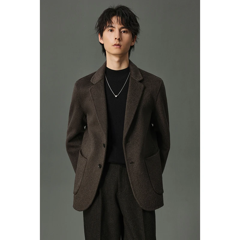 【轻熟风】秋冬季男士双面绵羊毛短款西服外套修身百搭西装上衣M635