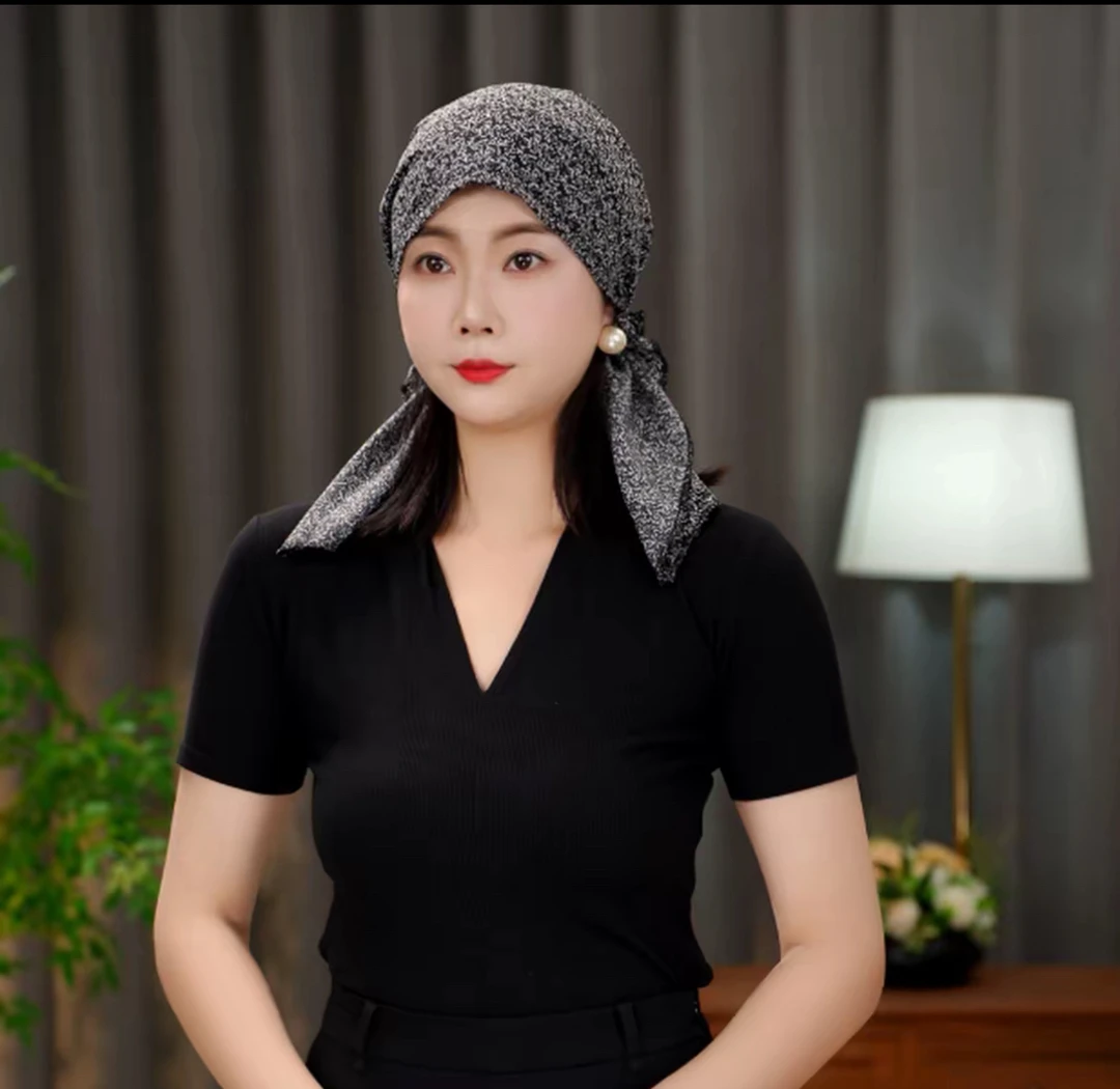 休闲薄款繁花洋气飘带帽子女百搭碎花帽遮白发丝巾帽
