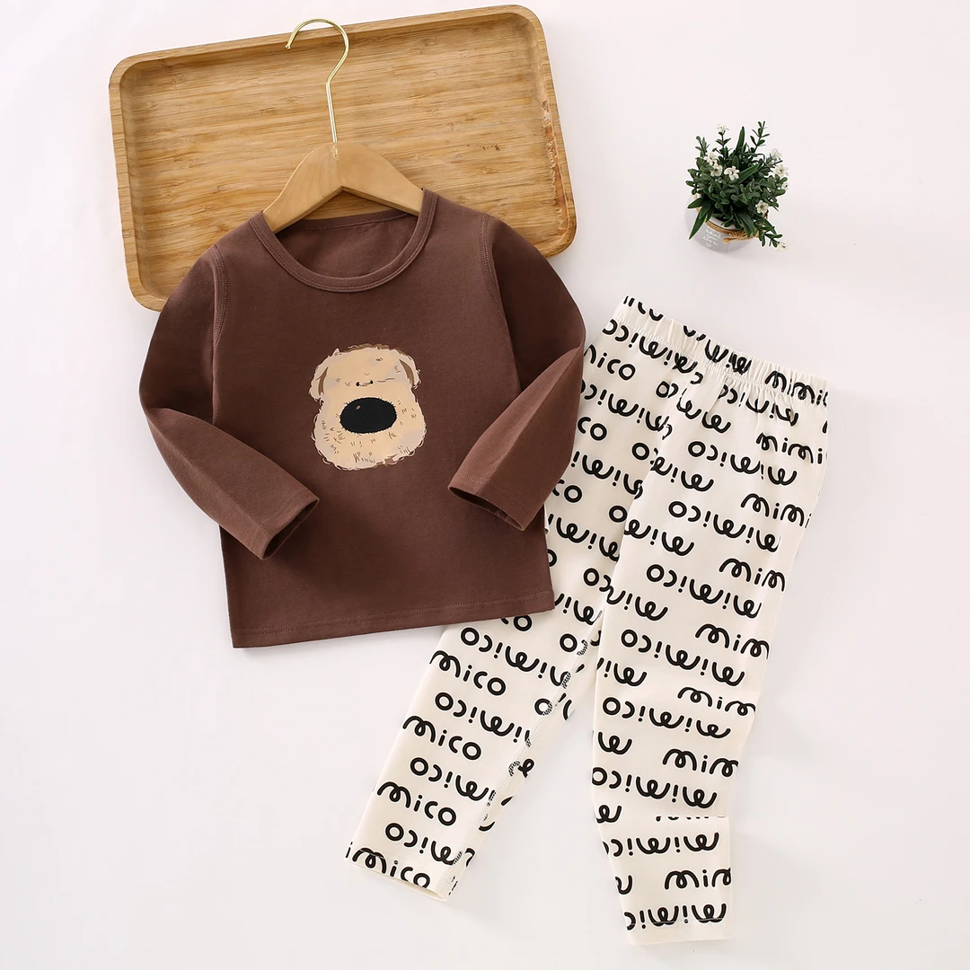 宝宝睡衣套装儿童春秋莱卡棉秋衣秋裤男宝女宝家居服内衣男女童装