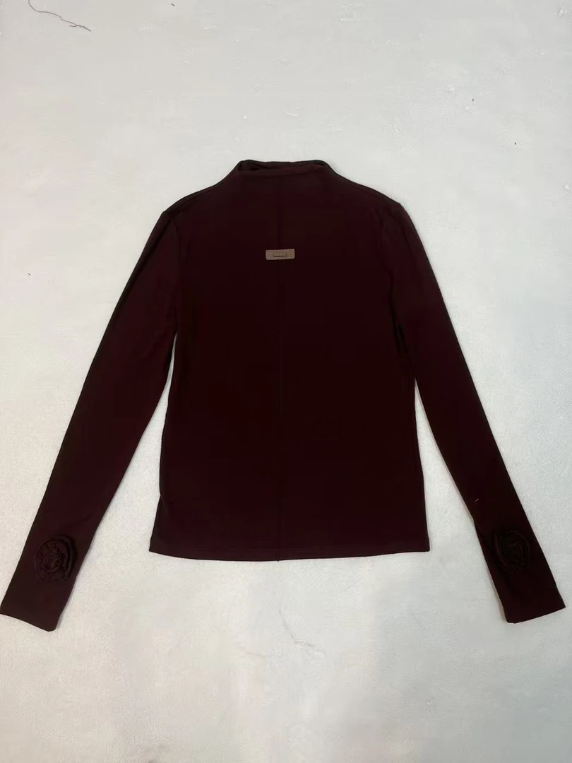 深圳南油原创2025新款袖口一朵花长袖上衣28119