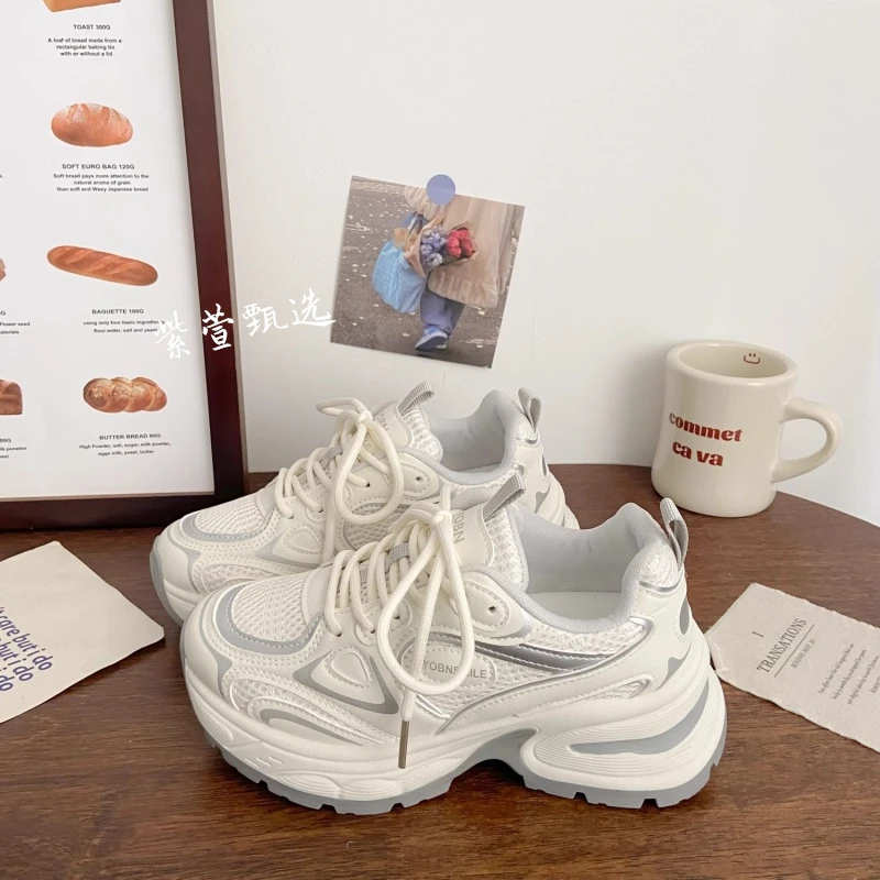 厚底老爹鞋女款2025新款春季小个子增高超火休闲爆款显脚小运动鞋