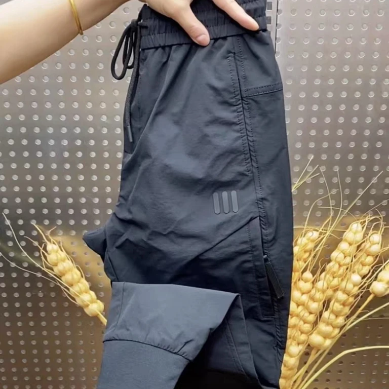 秋款新款男士户外工装裤束脚裤潮牌哈伦速干裤松紧腰薄款休闲裤子
