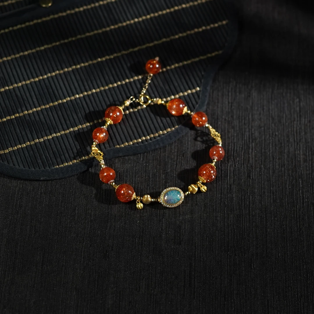 【金乌】太阳石*手链*18k金镶嵌（备注手围）