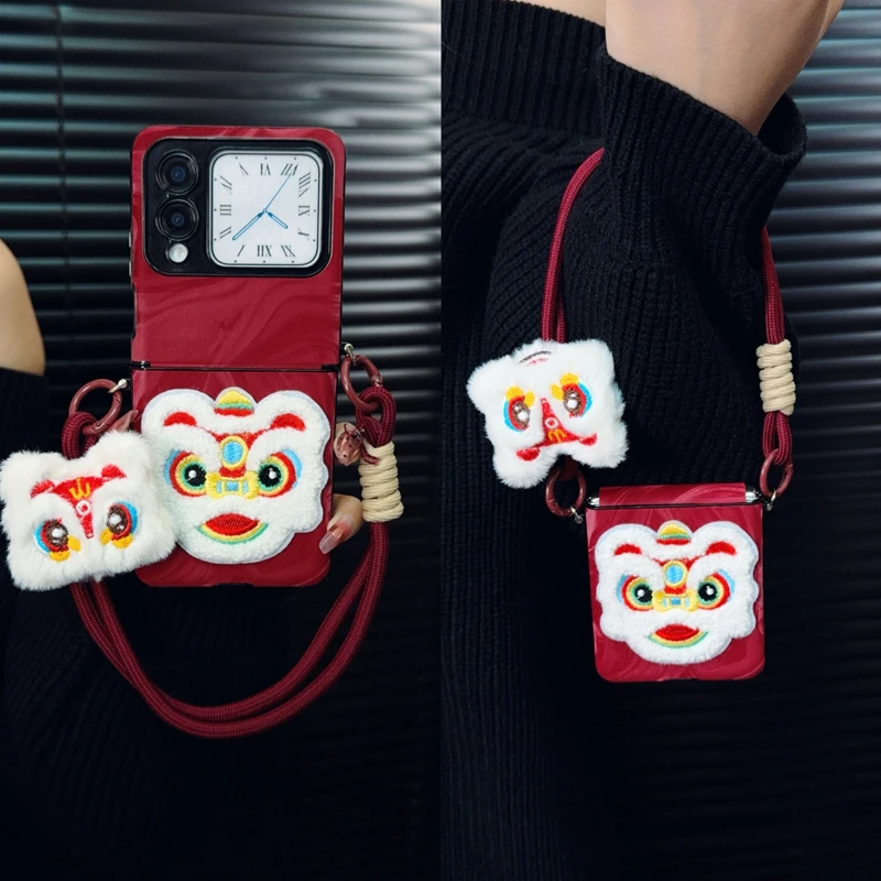 适用华为novaflip手机壳新款novaflip套huawei水波纹新年醒狮女款