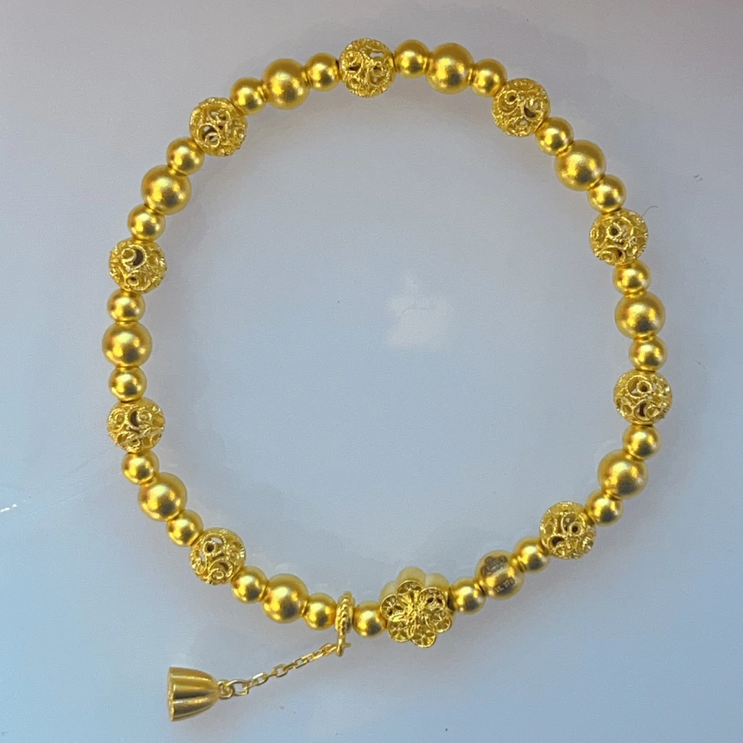 足金莲蓬流苏绣球珠手串