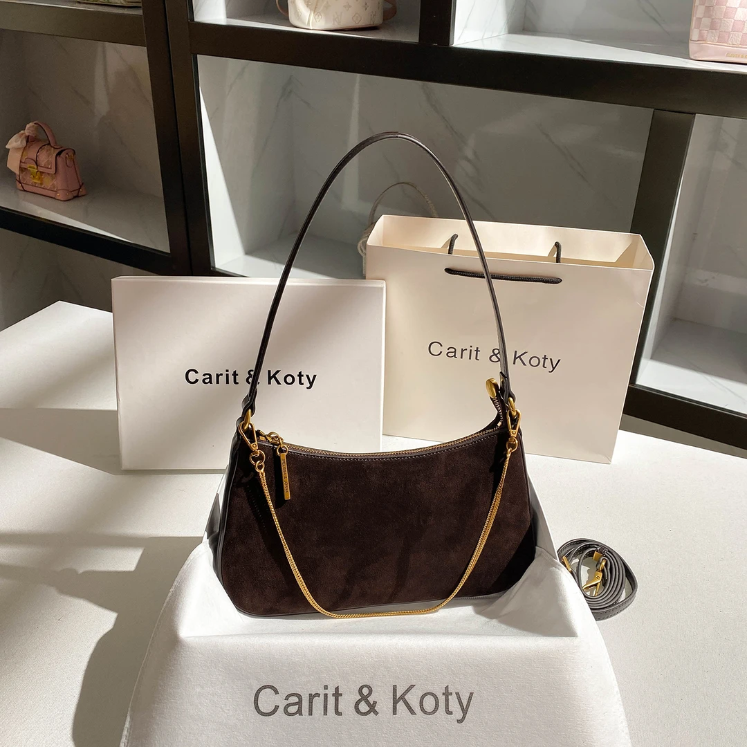 CARIT KOTY复古磨砂法棍腋下包包女爆款2025新款百搭手提单肩小包