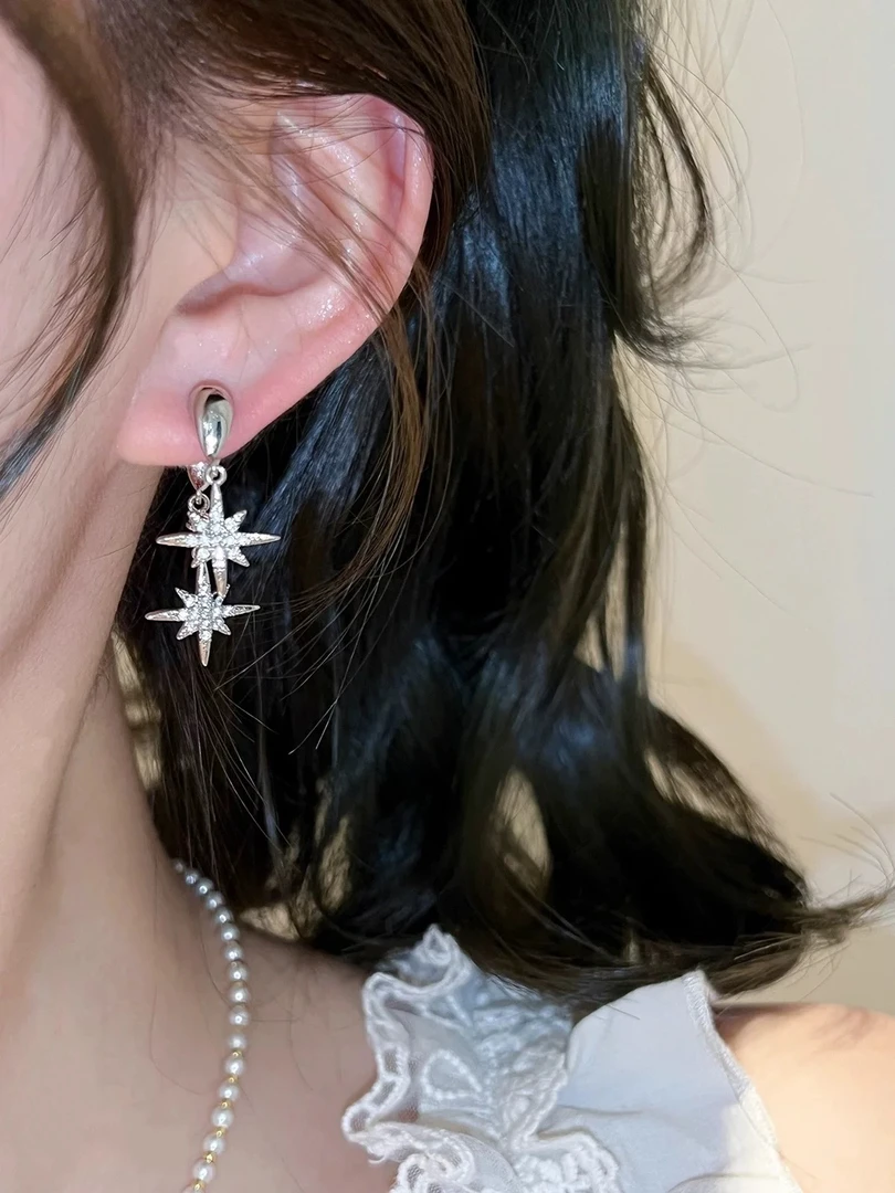 铜合金耳饰 1072八芒星一款两戴耳钉小众设计简约精致高级感耳饰