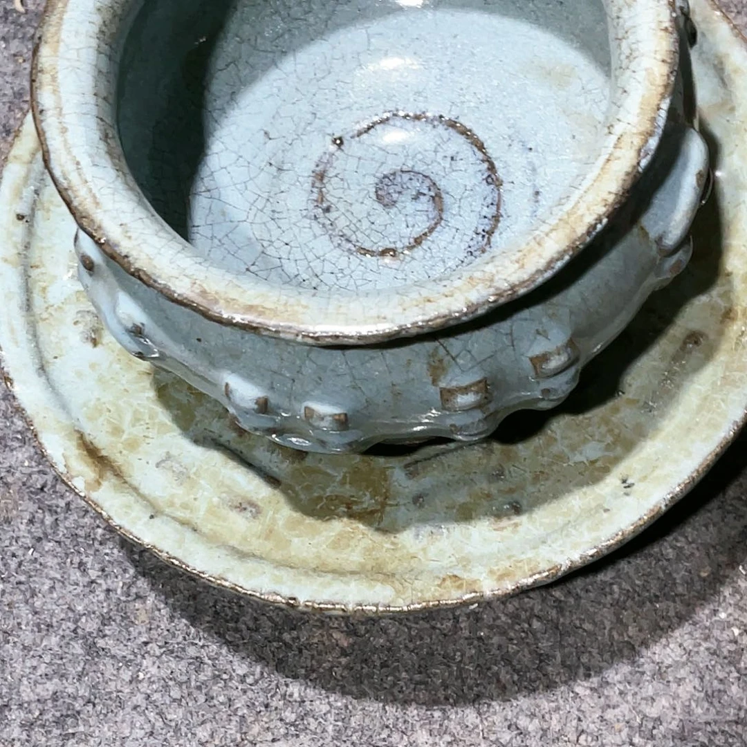 瓦当摆件摆件茶的茶包和水***草