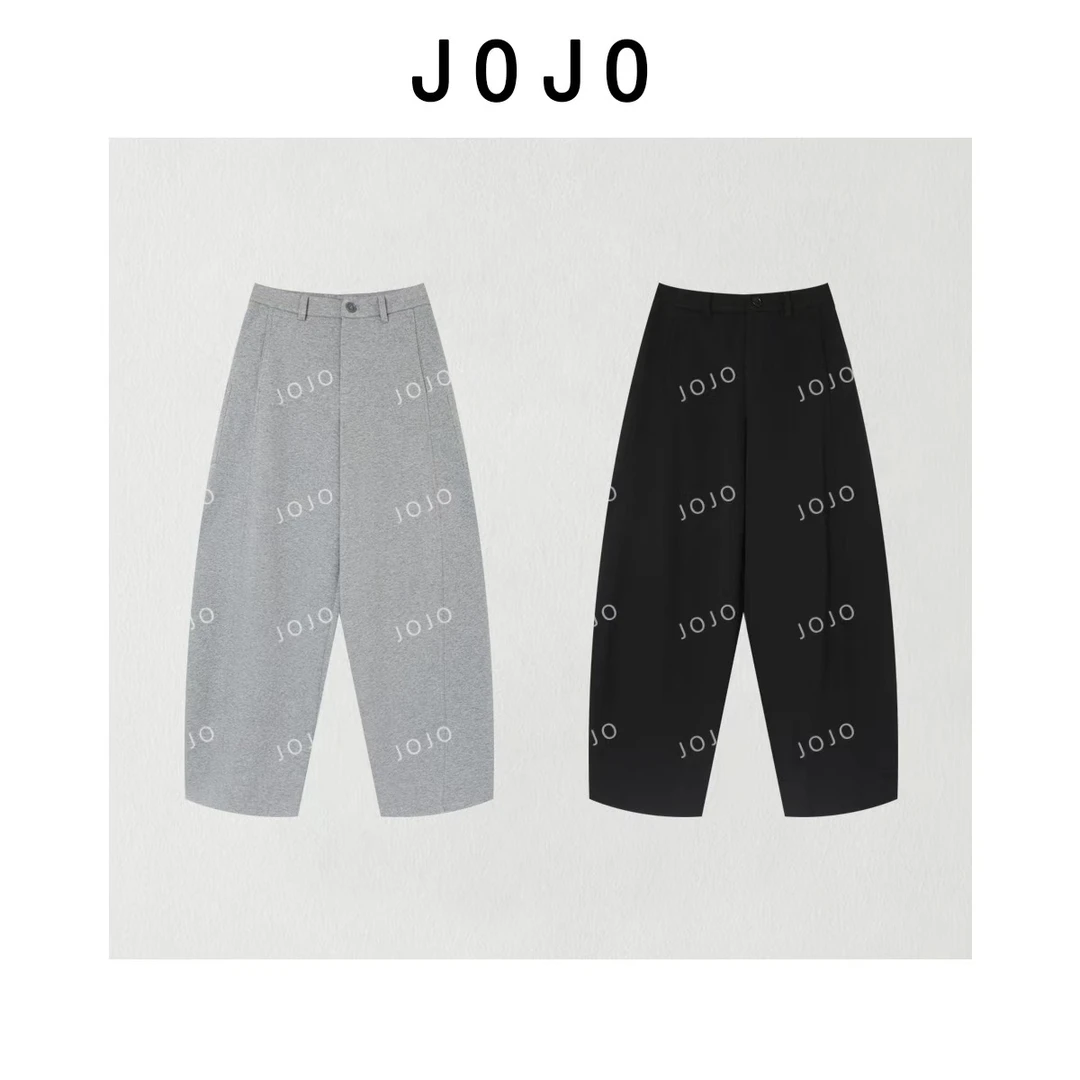 玖了个玖 2025秋季裤脚抽绳半松紧阔腿卫裤百搭休闲裤2510C6411