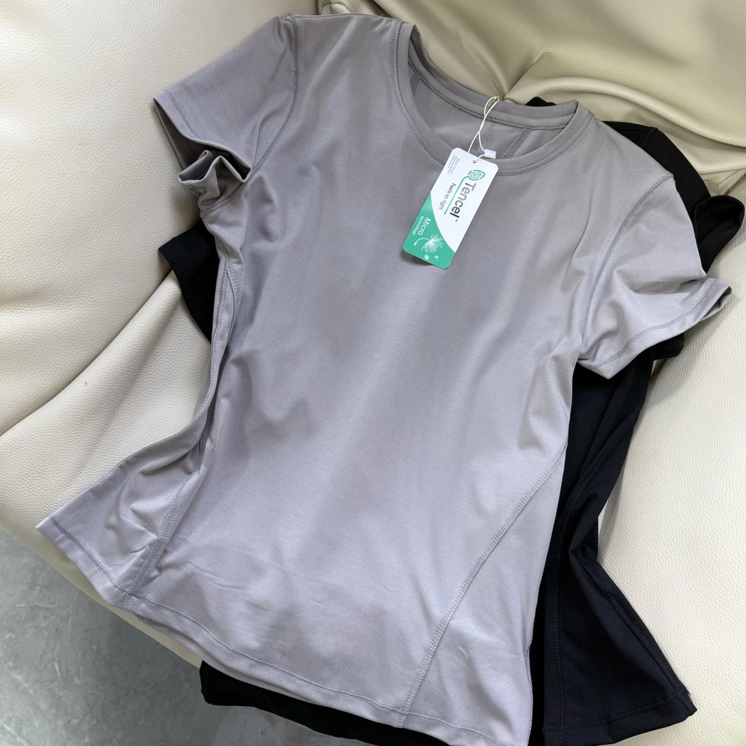 玛家云感T·兰精天丝砂洗空气层修身短袖显瘦舒适透气6986