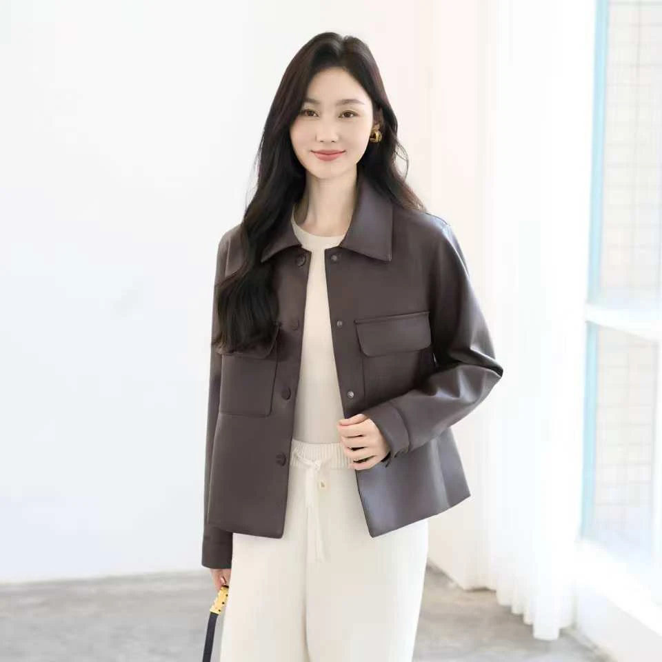 2025新款春秋流行休闲皮衣夹克外套时尚皮衣女高级感上衣
