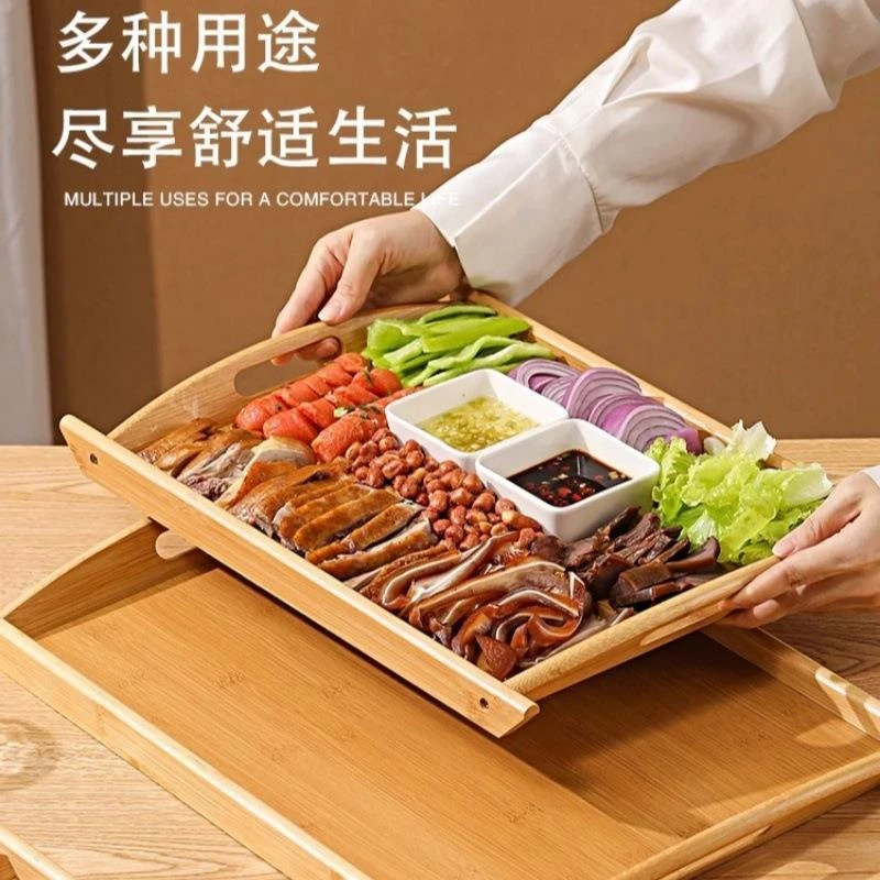 简约日式托盘茶盘竹木长方形家用商用放茶杯餐盘大号盘子露营餐具