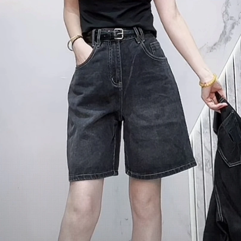 【玫瑰缘设计师百搭时尚网红气质高腰百搭牛仔短裤
