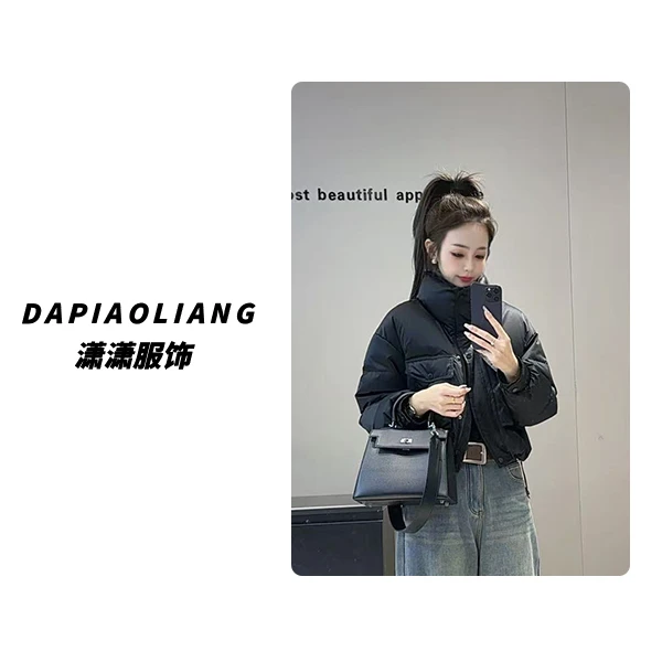 【潇潇精选】2025冬季新款『云锦锻』简约时尚立领白鸭绒羽绒服909