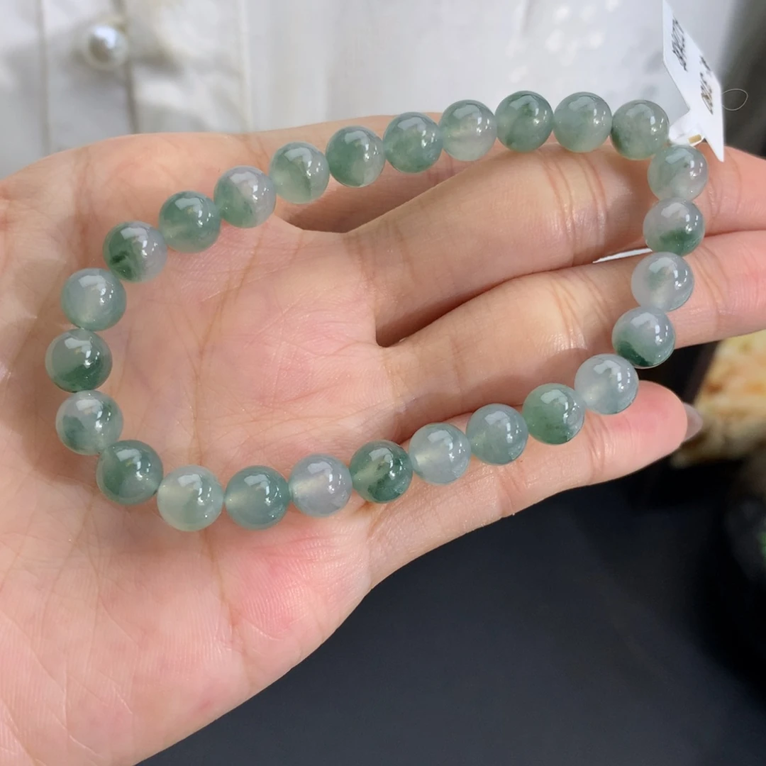翡翠未镶嵌手串卡7冰胶飘花手串