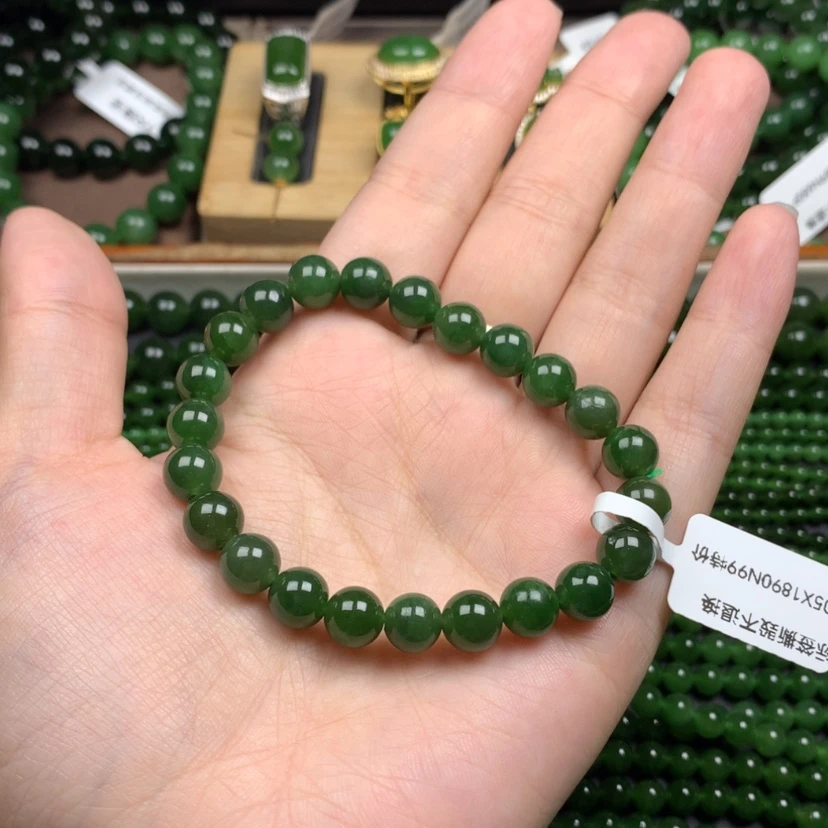 【闪购商品】未镶嵌手串和田玉（碧玉）8m特价微瑕