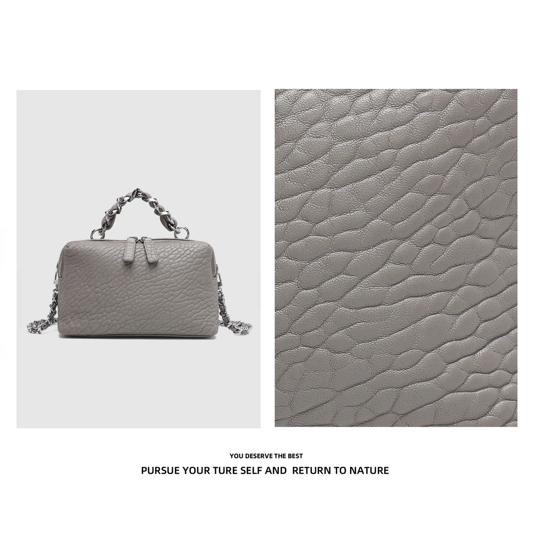 Discoverrevi简约时尚百搭单肩包链条手提女包1912#大象灰