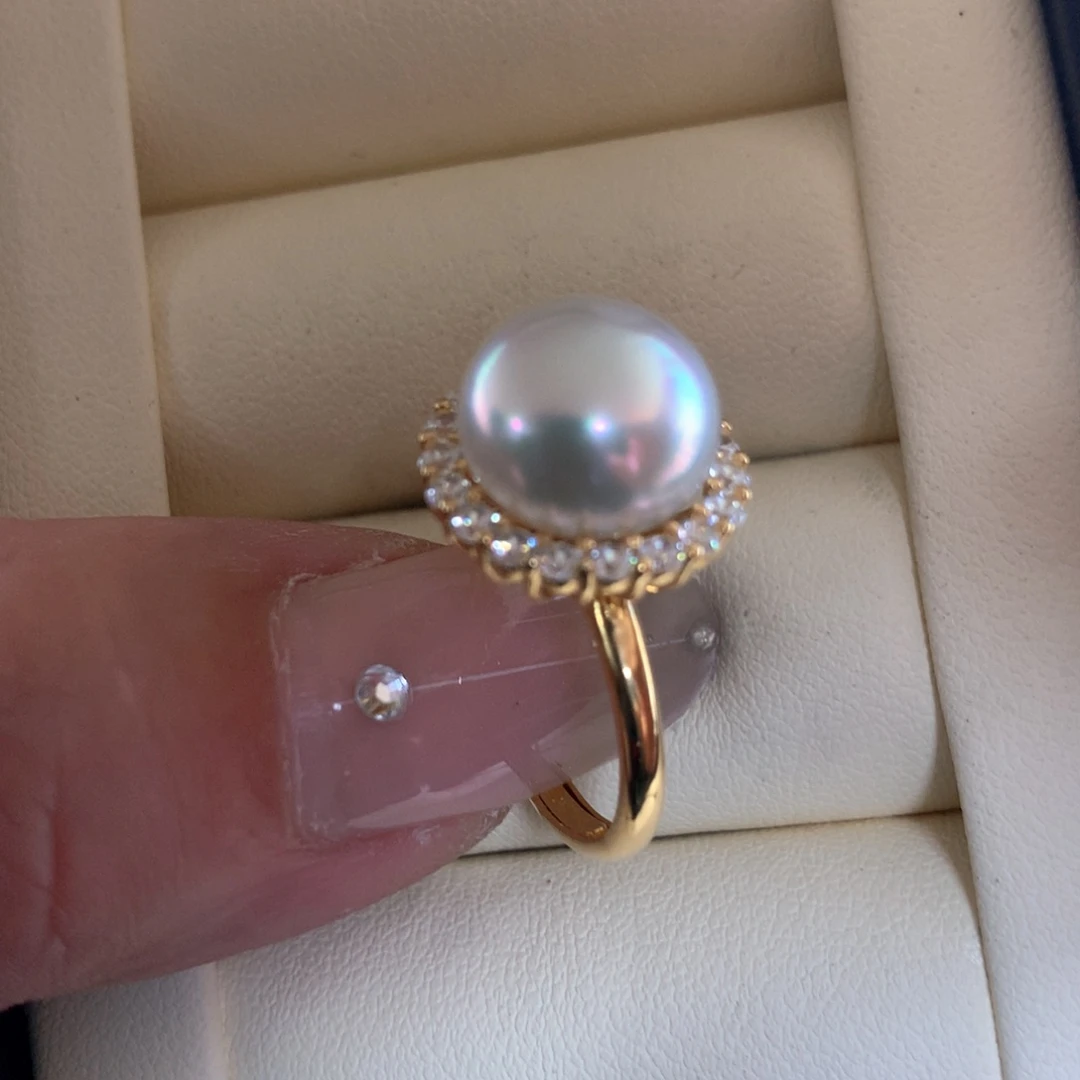 银S925镶嵌戒指 海水珍珠