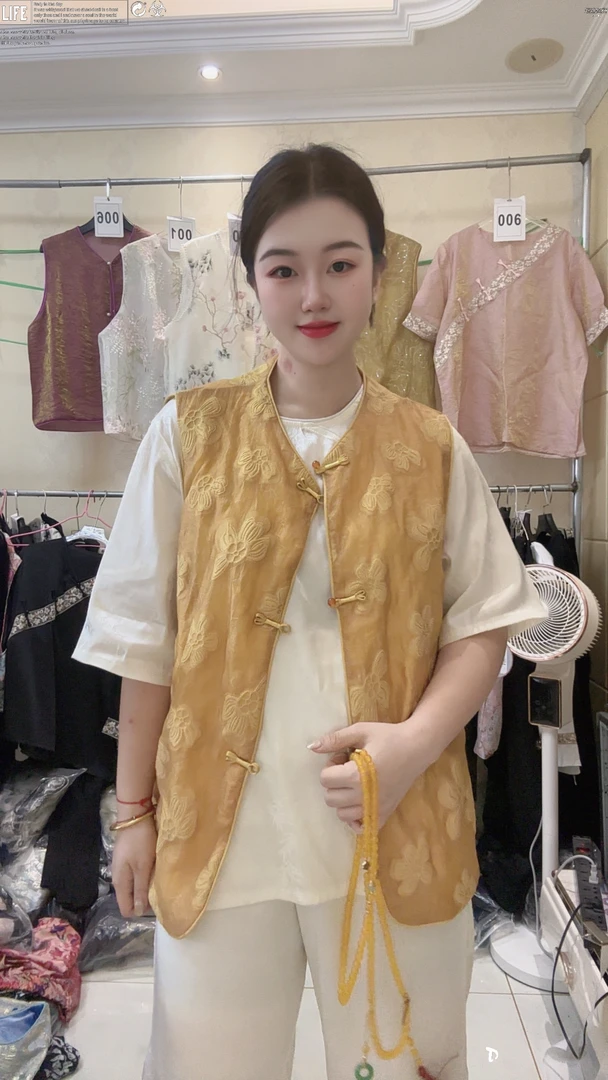 2025夏季新款国风盘扣马甲上衣无袖衬衫女背心新中式旗袍马甲