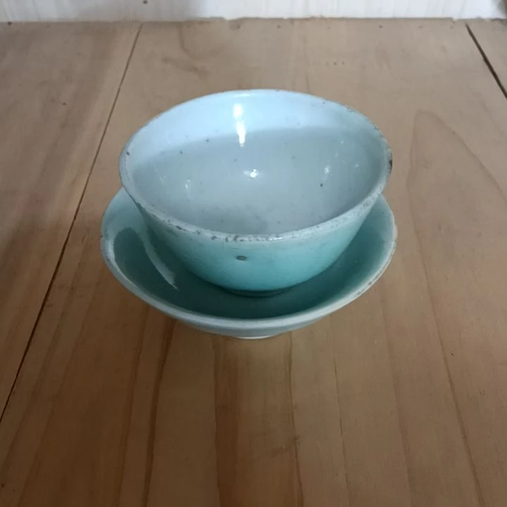髓***语瓷豆青杯子一套全品