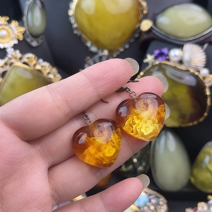 琥珀银S925镶嵌裸石