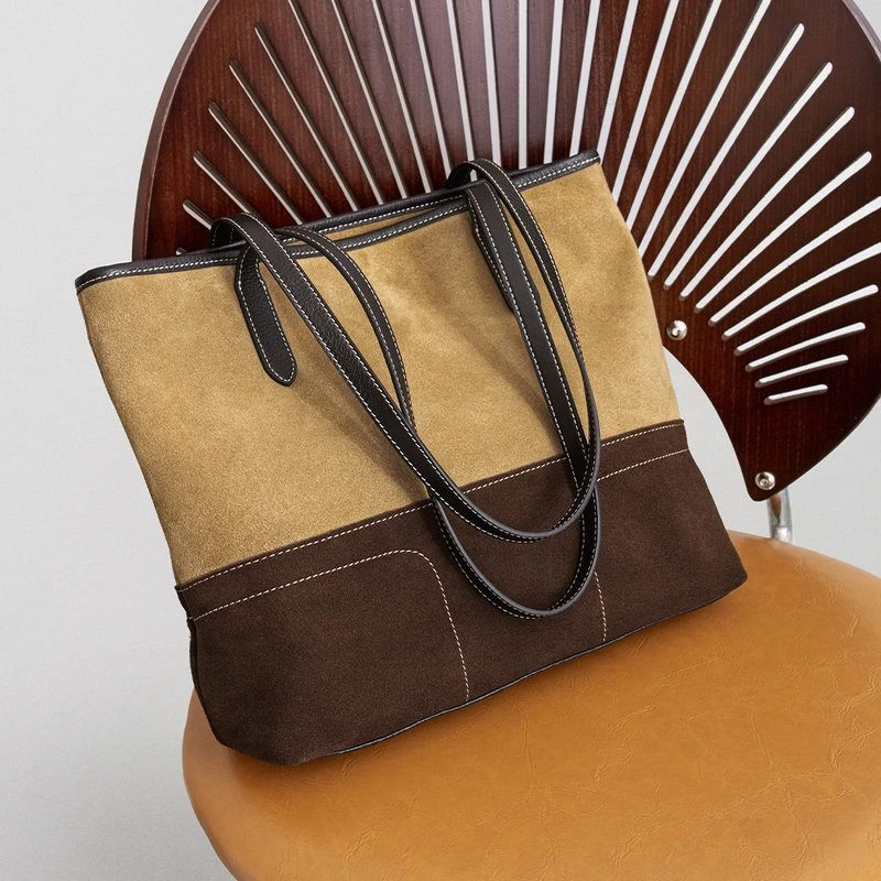 新款单肩包高级感百搭牛皮托特包通勤大容量腋下包真皮女士包包