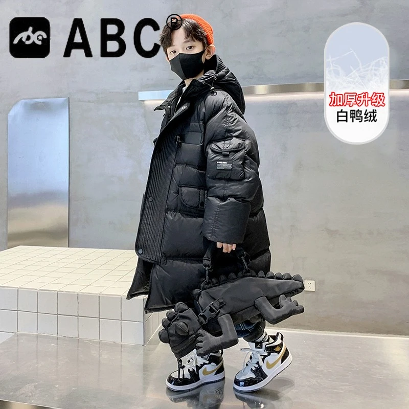 ABC男童羽绒服冬季新款儿童中长款外套冬装男孩大童加厚秋冬款潮