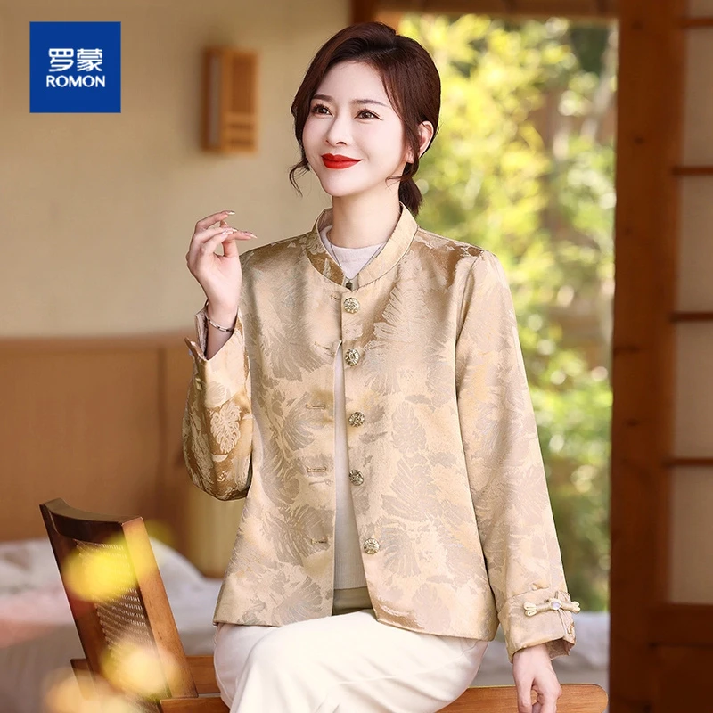 中老年妈妈新中式外套中国风短款上衣洋气高端套装中年女士春秋装